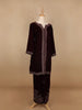 Dark Red Floral Designed Velvet Co Ord Salwar Suit - Diadem