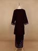 Dark Red Floral Designed Velvet Co Ord Salwar Suit - Diadem