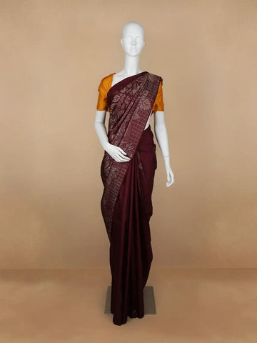 Dark Red Floral Woven Pure Kanchipuram Silk Saree - Diadem