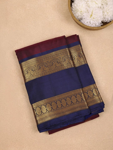 Dark Red Peacock Woven Pure Kanchipuram Silk Saree - Diadem