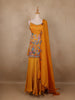 Dark Yellow Floral Embroidery Organza Palazzo Salwar Suit - Diadem