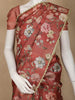 Deep Coral Floral Printed Tussar Silk Saree - Diadem
