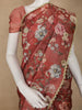 Deep Coral Floral Printed Tussar Silk Saree - Diadem