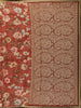 Deep Coral Floral Printed Tussar Silk Saree - Diadem