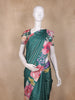 Deep Green Striped Design Semi Tussar Silk Saree