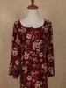 Deep Maroon Floral Design Printed Rayon Kuti - Diadem