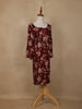 Deep Maroon Floral Design Printed Rayon Kuti - Diadem