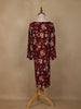Deep Maroon Floral Design Printed Rayon Kuti - Diadem