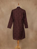 Deep Maroon Mirror Embroidered Floral Cotton Kurta for Men - Diadem