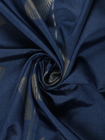 Deep Navy Blue Abstract Designed Semi Tussar Saree - Diadem