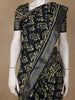 Deep Navy Blue Abstract Printed Cotton Saree - Diadem