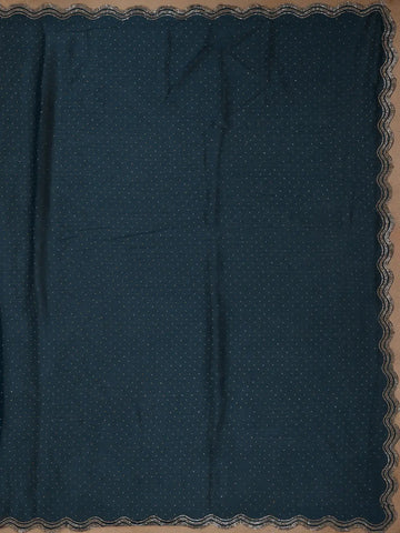 Deep Navy Blue Dotted Sequin Work Organza Saree - Diadem