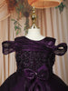 Deep Plum Layered Design Organza Party Frock With Bow Detailing