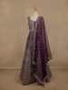Deep Plum Purple Floral Embroidered Design Net Gown