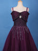 Deep Plum Purple Sequins And Beads Embellished Net Gown - Diadem