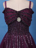 Deep Plum Purple Sequins And Beads Embellished Net Gown - Diadem