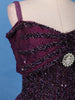 Deep Plum Purple Sequins And Beads Embellished Net Gown - Diadem