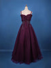 Deep Plum Purple Sequins And Beads Embellished Net Gown - Diadem