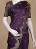Deep Purple Floral Butta Woven Banarasi Silk Saree - Diadem