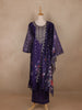 Deep Purple Floral Design Organza Salwar Suit - Diadem