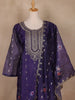 Deep Purple Floral Design Organza Salwar Suit - Diadem