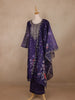 Deep Purple Floral Design Organza Salwar Suit - Diadem