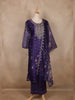 Deep Purple Floral Design Organza Salwar Suit - Diadem