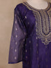 Deep Purple Floral Design Organza Salwar Suit - Diadem