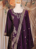 Deep Purple Floral Embroidered Tussar Palazzo Suit