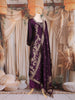 Deep Purple Floral Embroidered Tussar Palazzo Suit