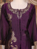 Deep Purple Floral Embroidered Tussar Palazzo Suit