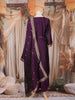 Deep Purple Floral Embroidered Tussar Palazzo Suit