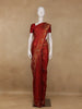 Deep Red Floral Woven Banarasi Silk Saree With Stone Embellished Border - Diadem