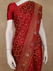 Deep Red Floral Woven Banarasi Silk Saree With Stone Embellished Border - Diadem