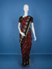 Deep Red Leaf Printed Chiffon Saree - Diadem