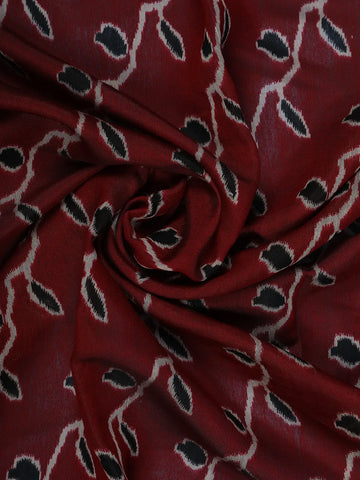 Deep Red Leaf Printed Chiffon Saree - Diadem