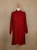 Deep Red Thread Embroidered Sequin Work Cotton Kurta for Men - Diadem