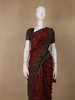 Deep Rust Red Floral Printed Cotton Saree - Diadem