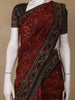 Deep Rust Red Floral Printed Cotton Saree - Diadem