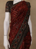 Deep Rust Red Floral Printed Cotton Saree - Diadem