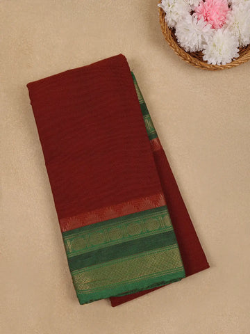 Deep Maroon Solid Cotton Fancy Saree - Diadem