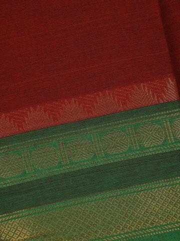 Deep Maroon Solid Cotton Fancy Saree - Diadem