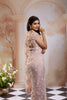 Blush Pink Floral Embroidered Net Saree With Pearl Tassel Blouse - Diadem
