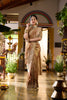Antique Gold Floral Embroidered Banarasi Silk Saree - Diadem