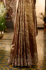Antique Gold Floral Embroidered Banarasi Silk Saree - Diadem