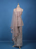 Dusty Mauve Sequins Embroidered Net Palazzo Suit With Dupatta