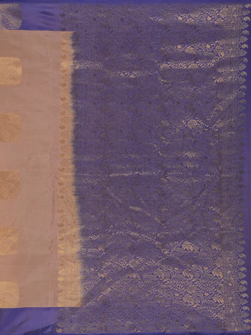 Dusty Peach Leaf Design Zari Woven Soft Silk Saree - Diadem
