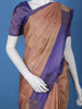Dusty Peach Leaf Design Zari Woven Soft Silk Saree - Diadem