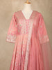 Dusty Pink Floral Design Silk Anarkali Salwar Suit - Diadem