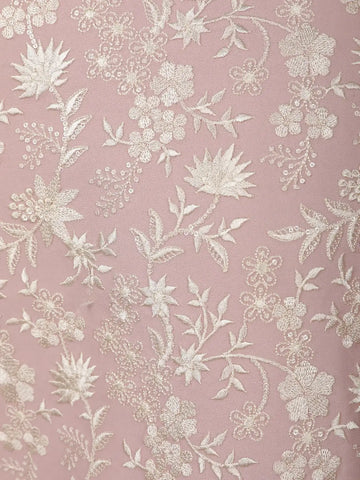 Dusty Pink Floral Embroidered Polyester Sherwani Suit - Diadem